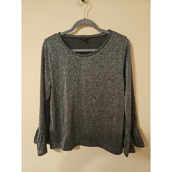 J.CREW Tops - J Crew Blouse L Black Metallic Dark Fairy Shimmer Gam Feminine Sparkle Event
